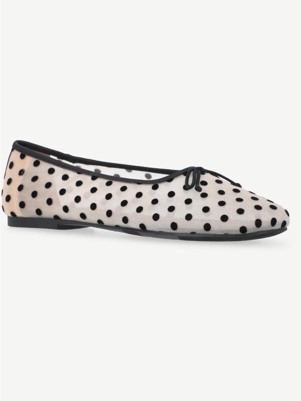 No Boundaries Polka Dot Mesh Ballet Flat in Cream and Black